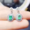 Dangle Küpeler Doğal Gerçek Zümrüt Damlası Küpe Çiçek Stili 925 STERLING Gümüş 4 6mm 0.52Ct 2pcs Taş İnce Takı J23883