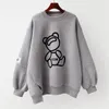 Pullover biały niedźwiedź sweter z długich rękawów jesień i zimowe ubrania ubrania koreańskie mody ponadzakręcone kawaii ubrania bluza bluza 240223