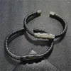 Link pulseiras moda aço inoxidável pulseira de couro masculino 3 cores opcional para pulseira corda jóias pulseira
