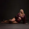 Moderskapsklänningar moderskap fotografering fotografering klänning för kvinnor paljetter bodysuit privata foton sexig glänsande långärmad jumpsuit rekvisiter l240308
