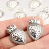 Charms 10st 32x20mm 2.5G Strawberry Crown Heart Pendant Metal Alloy Diy Necklace Armband örhängen Markering