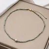 retro Natural Burmese jade necklace Freshwater pearl pendant choker beaded necklace for women jewelry