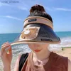 Sombreros de ala ancha Sombreros de cubo Mujeres Visera de verano Ala grande Cs Ventilador de carga USB eléctrico Sombreros Protección UV al aire libre Protector solar superior vacío C Sombrero para el sol L240308