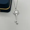 Classic Fashion Key Pendant T Home Pink Square 6 * 6 High Carbon Diamond Necklace 925 Sterling Silver Colorful Treasure Sweater Chain