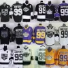 Kup fabryczne ujście męskie Los Angeles Kings 99 Wayne Gretzky czarny fioletowy biały żółty 100% tani najlepsza jakość lodowej koszulka hokeja