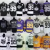 Fabrika Outlet Erkekler Los Angeles Kings 99 Wayne Gretzky Siyah Mor Beyaz Sarı 100% Stittched Ucuz En İyi Kaliteli Buz Hokey Jersey