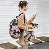 Schultaschen im chinesischen Stil, Blumen-Leinwand-Rucksack für Kinder, Blumen-Büchertaschen-Set, Rucksäcke für Teenager-Mädchen, 3 Stück/Set