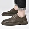 Casual Shoes 2024 Ly Men's Summer Oxford äkta läder Soft Man Lace-up Solid Cutout Cowhide Formella Oxfords