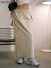Klänningar BornLadies lastkjolar för kvinnor 2023 Vår sommardragning elastisk midja y2k kjolar flickor 100% bomull full längd kjol