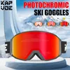 Kapvoe-Professional Winter Color Pochromic Ski Goggles Men Snowmobile Anti-dimma Snowboard Goggles Women Ski Equipment UV400 240223