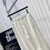 Designer 24 SpringSummer Neue modische Kontrastfarbe Seite voller Diamanten elegante und süße lässige Kordelzug elastische Taille Hose YRW4