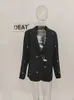 DEAT Fashion Women Blazer Zagrobane kołnierz długie rękawy pojedynczy przycisk 3D Love Nit Dekoracja Kurtaki Jesień 2024 7AB858 240228