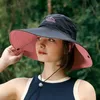 Wide Brim Hats Bucket Hats Summer 12cm Large Brim Sun Hat for Women Men Color Blocking Design Outdoor Waterproof Hiking Fishing C Foldable Bucket Hat L240308