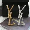 20style Brand Designer Letter Brooches YSLLLLLS Women Luxury Rhinestone Crystal Brooch Suit Pin 18K Gold Plated Fashion SAINT LAURENTs YSL Jewelry Accessories