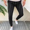 Men's England Style Retro Formal Plaid Stripe Trouser Fit Formal Striper Slacks Trousers 240308