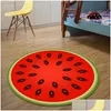 Carpets Round Carpet Fruit 3D Print Soft Carpets Anti-Slip Rugs Computer Chair Mat Kiwi Watermelon Floor For Kids Room Home Decor 2012 Dhtrz