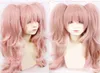 Danganronpa Junko Enoshima Cosplay Ponytails Synthetic Hair Wig Bear Hairpins7235260