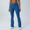 LU-241 Pantaloni a zampa di fitness a forma di V incrociati Pantaloni da yoga rugosi No T-line Leggings sportivi ad asciugatura rapida Allenamento da indossare stretto