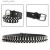 Belts Women Adjustable Waist Strap Black Color Belt All-match Coat Dress Men Harajuku Formal Waistband with Bullet Decor Drop Ship L240308