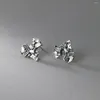 Stud Earrings Vintage 925 Sterling Silver Heart For Women Girl Delicate Color Studs Party Jewelry