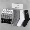 Erkek çorap kadın klasik siyah beyaz gri kanca düz renk 5 çift/kutu futbol basketbol eğlence sporları çoraplar6fh6