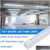 Tubes LED 8Ft LED Tube Light Shop Luminaires Luminaire 6500K Super Bright Blanc Clair Er Haut Rendement Double Rangée V Forme 270 Degrés Éclairage Dhglt