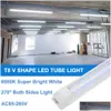 LED Tüpler 8ft LED Tüp Işık Dükkanı Işıkları Fikstür 6500K Süper Parlak Beyaz Clear ER Yüksek Çıkış Çift Sıra V Şeker 270 Derece Aydınlatma DHGLT