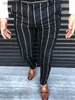 Men's England Style Retro Formal Plaid Stripe Trouser Fit Formal Striper Slacks Trousers 240308