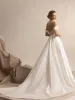 Простое атласное свадебное платье в форме сердца с открытыми плечами и бисером, жемчугом, кристаллами, бюстом, свадебные платья с рюшами, складками, можно настроить