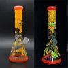 Glow In The Dark Beaker Bong 11 inch 5mm New Design Glass Water Pipe Cool Hand Painting Dab Rig Oil Rig LL