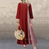 Ubranie etniczne Kobiety Muzułmańska sukienka modowa lniana Abaya Arab Arab Turkish Kaftan Plaid Maxi Yukata Islamski tradycyjny kimono luźna szata