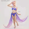 ملابس السباحة للسيدات sangonomiya kokomi split swimsuit لعبة genshin تأثير cosplay تأتي النساء أنيمي صيف مجموعة ملابس السباحة sexy s-xl l240308