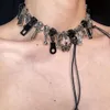 Cyber Punk Collier À Fermeture Éclair Frange Chaîne Tête Y2k Hip Hop Ras Du Cou Hommes Femmes Mode Personnalité Bijoux Accessoires 240228