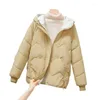 Women's Trench Coats 2024 Autumn Winter Fashion Korean Loose Parkas Women Short Thick Hooded Cotton Padded Jackets Female Outwear