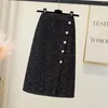 Faldas 2024 moda alta cintura Seda brillante falda recta sólida mujeres Casual fiesta de vacaciones Maxi T535