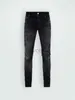 Jeans Herren Distressed Skinny Jeans Designer Mode Herren Moto Long Off Cotton Slim Feet High Street Denim Hellblau Paste Stoffloch 240308