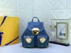 2024 New10a Top Oingle Single M46836 Backpack Blue Denim Denim Bag Bag Bag Men and Women's Counter Bag Bag Bag Bag Bagge Backpack Small Small