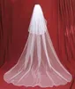 2017 Veil in Bride Veils Charming IvoryWhite 2 Tier Cathedral Wedding Veil med Comb Lace Purfles Custom 3 Meter9596491