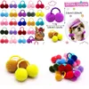 Trajes de gato 10 pcs cão sólido duplo p bola de cabelo faixas elásticas para cães pequenos meninas arcos animais de estimação acessórios 230825 drop entregar dhd54