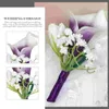 Decorative Flowers Decor Wrist Flower Wedding Supplies Bridegroom Corsage For Decoration Purple Bridal