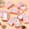 Boîtes cadeaux à bijoux en carton, 24 pièces, présentoir pour boîte d'emballage de bijoux rose avec nœud papillon et éponge à l'intérieur 80x50x25mm 240301