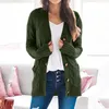 Damenstrick 2024 Damen Strickjacke Pullover Doppeltaschen-Design Herbstoberbekleidung Einfarbige Langarm-Knopfstrickwaren