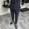 Spodnie w stylu Korean Striped Striped Pants dla mężczyzn Formalne sukienki biznesowe Koreańskie Slim Fit Klasyczne swobodne spodnie 36 38