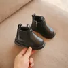 Детские сапоги, коллекция 2024 года, зимняя теплая меховая обувь для новорожденных, кожаные ботильоны для маленьких мальчиков и девочек, розовые, черные, 240220