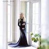 Maternity Dresses New Long Sleeve Maternity Dresses Fitted Pregnancy Dress Photo Shoot Maxi Maternity Baby Shower Photography Mermaid Gown L240308