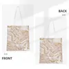 Shopping Bags Recycling Gold Marble Pattern Bag Women Canvas Shoulder Tote Portable Geometric Print Groceries Shopper