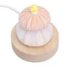 Veilleuses LED lampe belle champignon décor lumière Stable éclairage doux Base en bois de bouleau prise USB blanc chaud pour table de nuit