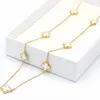 Luxuriöse V-Designer-Anhänger-Halskette für Damen, 4/4-blättriges Kleeblatt-Medaillon-Halskette, hochwertige Halsbandketten, Designer-Schmuck, 18 Karat vergoldet, Mädchen-Geschenk