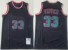 Retro-Basketball-Trikot von Dennis Rodman, 91 Scottie Pippen 33, Vintage-Team, rot, weiß, gestreift, schwarze Naht, gute Qualität, für Sportfans, atmungsaktiv