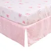 Pembe Rainbow 4 PCS Bebek Beşik Yatak Seti Kızlar ve Erkekler için Yorgan Beşik Sayfası Dahil Crib Skirtpillow Case 240229